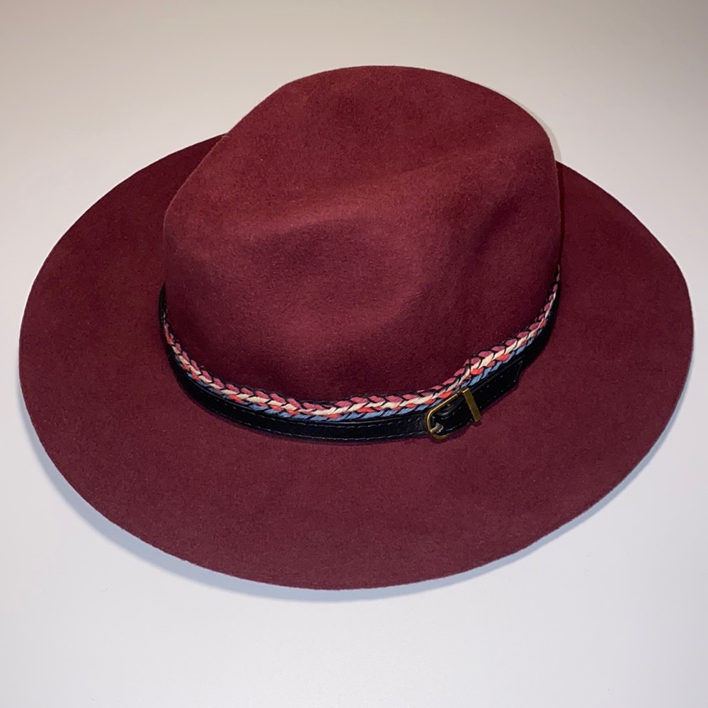 Burgundy Women’s Fedora + Bracelet - Quagga Green Label - 100% Wool Hat